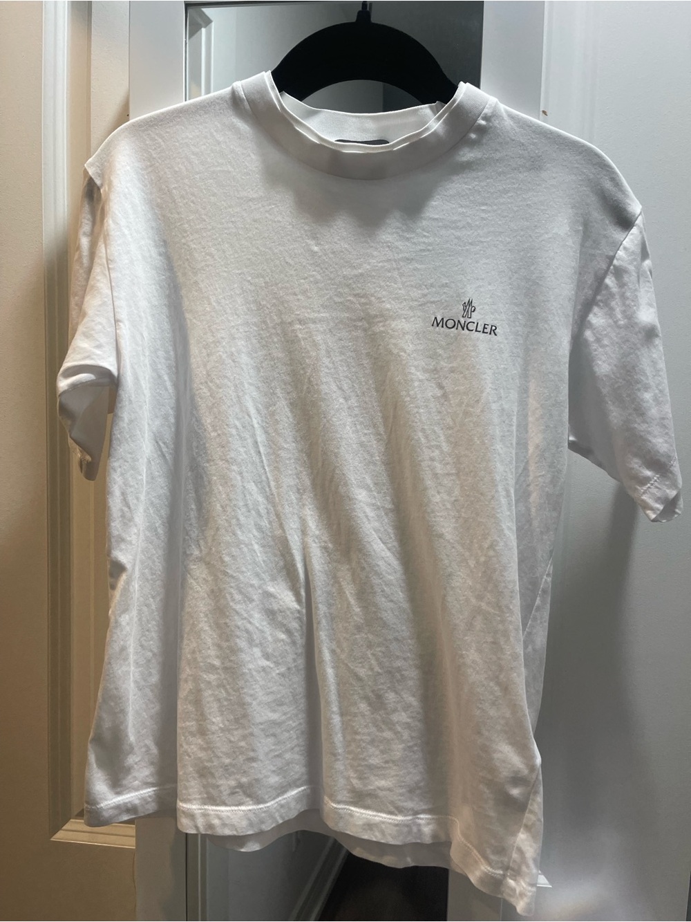 Moncler White Crewneck T-Shirt with Small Chest Logo